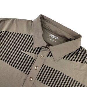 OGIO Polo Shirt Mens Large L Olive Green Geometric Stripe Performance Golf Short